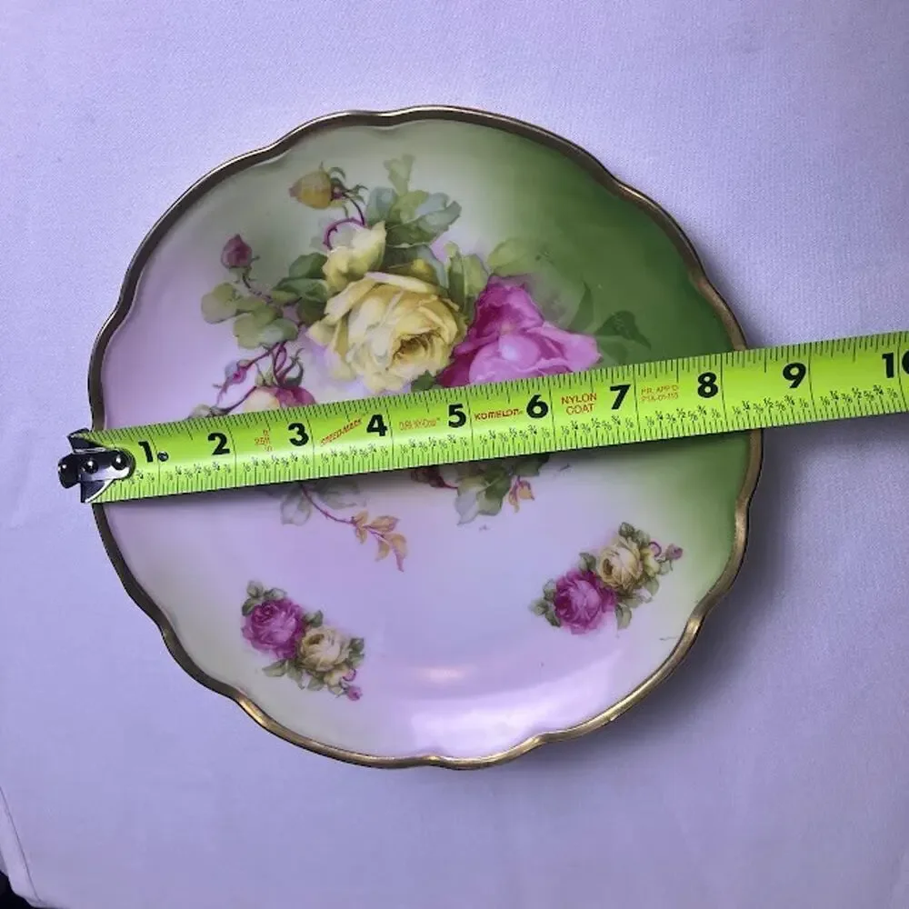 Antique Prince Regent Bavaria Rose Plate Floral Gold Trim Scalloped 8.75”
